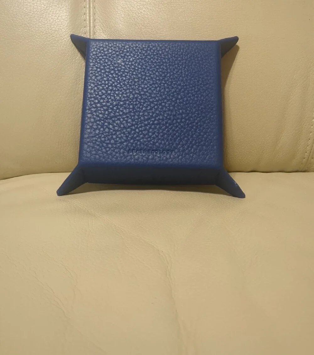 Leatherology Blue Leather Catchall Tray - Home Accents